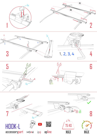 Compatible avec Infiniti QX70 (S51) 2013-2017 HOOK Model Barres de Toit Railing Porte-Bagages de Voiture Gris Aluminium 2 Barres