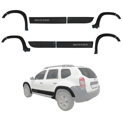 Compatible with Dacia Duster (HS) 2010-2017 Fender Wheel arch Protector Mudguard and Bodyguard Side Protection Vehicle Body Protection Kit BLACK